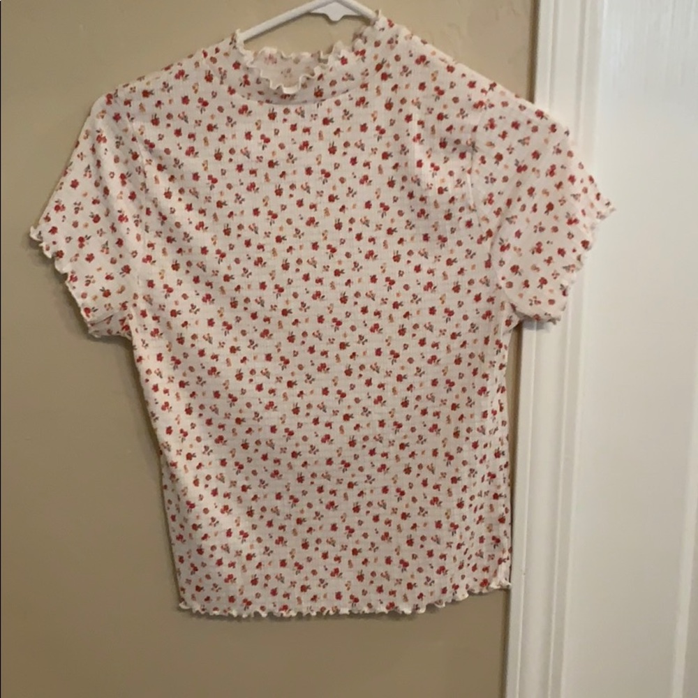 Flower print white top